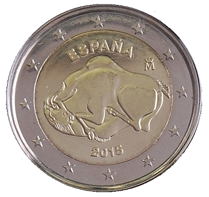 2 euros conmemorativa Patrimonio Mundial, Cueva de Altamira Año 2015
